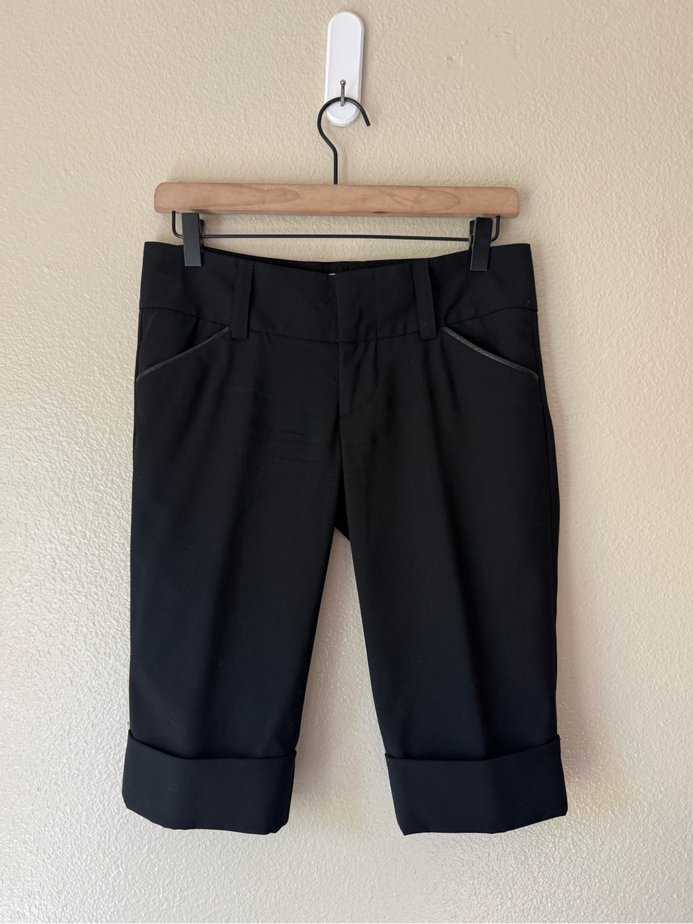 Alice + Olivia Black Cuffed Bermuda Shorts